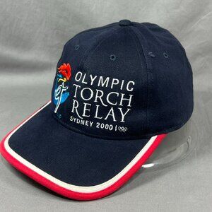 Olympic Torch Relay Sydney AU Strapback Hat Cap Black Adjustable Souvenir Mens